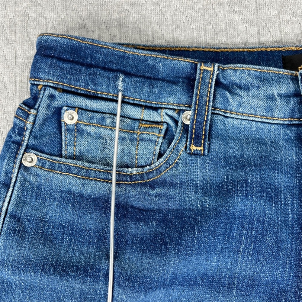 7 For All Mankind Dojo Bootcut Jeans Women 28x33.5 Blue Ultra High Rise Flare - Picture 16 of 16